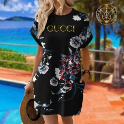 [LIMITED] GUCCI Premium Short Sleeve Pocket Dress 💖 Summer 2024 LUX-ZO-000QNYD2JSZ