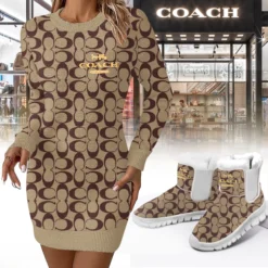 COACH Premium Sweater Dress Match Snow Boots Set LUX-SWD+C1164-0Z0WOCVVQ