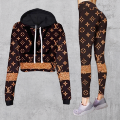 Limited Luxury Womens Hoodie Crop Top and Leggings Set CRF+DDK-006OVCHPIO