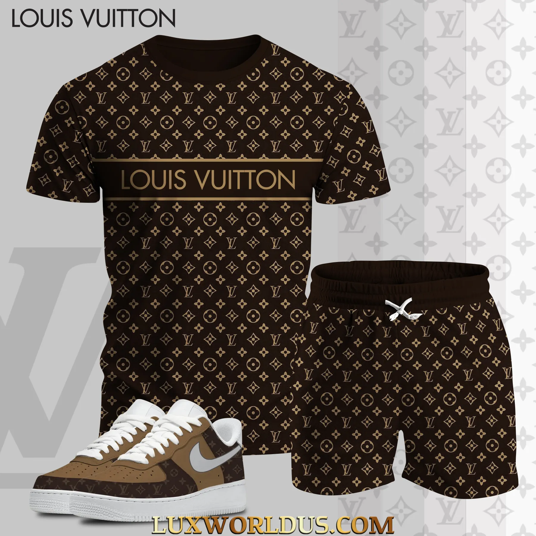 LOUIS VUITTON T-Shirt & Shorts Match AF1 Sneaker Hot 2025 LUX-TX+STK-0CZQIDDRC