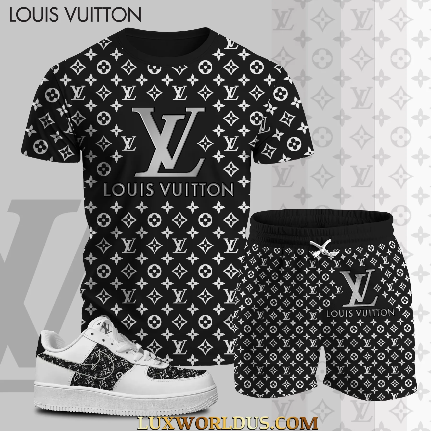LOUIS VUITTON T-Shirt & Shorts Match AF1 Sneaker Hot 2025 LUX-TX+STK-0CZQIDBYC