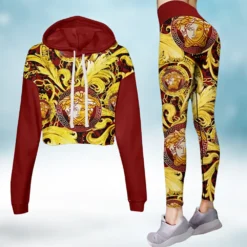 VERSACE Premium Croptop Hoodie and Leggings Set MRS-CRF+DDK-13112303