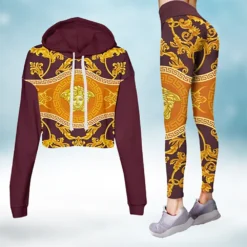 VERSACE Premium Croptop Hoodie and Leggings Set MRS-CRF+DDK-13112306