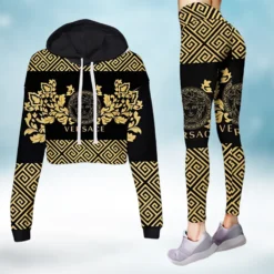 VERSACE Premium Croptop Hoodie and Leggings Set MRS-CRF+DDK-13112312