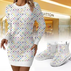 LOUIS VUITTON Premium Sweater Dress Match Snow Boots Set LUX-SWD+C1164-0IMHSGBAB