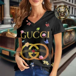 Premium GUCCI V-Neck T-Shirt 💖 Women 2024 LUX- VTX-000XO8KYORE