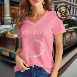 Premium GUCCI V-Neck T-Shirt 💖 Women 2024 LUX- VTX-000X1YVM8YT