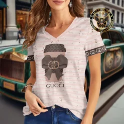 Premium GUCCI V-Neck T-Shirt 💖 Women 2024 LUX- VTX-000L1LGXBFO