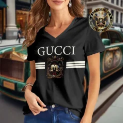 Premium GUCCI V-Neck T-Shirt 💖 Women 2024 LUX- VTX-000R4YF4ABU