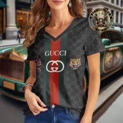 Premium GUCCI V-Neck T-Shirt 💖 Women 2024 LUX- VTX-000P0YWPERO