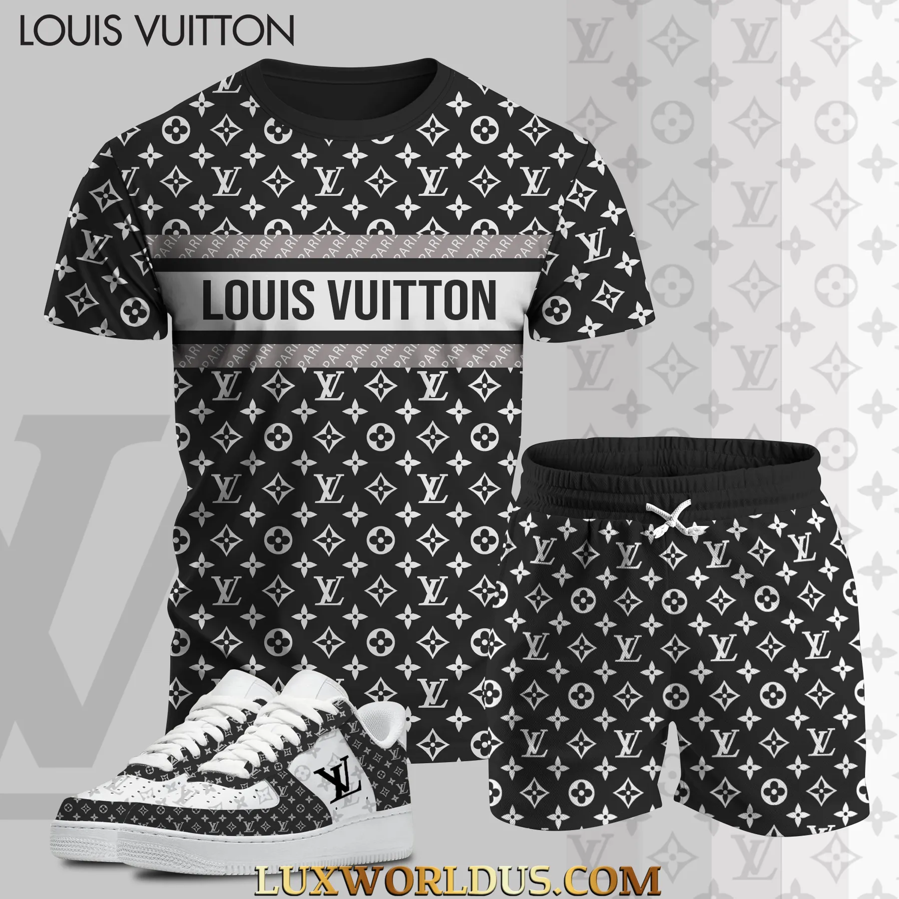 LOUIS VUITTON T-Shirt & Shorts Match AF1 Sneaker Hot 2025 LUX-TX+STK-0FDCWPQF8
