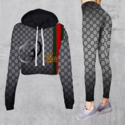 Limited Luxury Womens Hoodie Crop Top and Leggings Set CRF+DDK-00F1TCGSXY