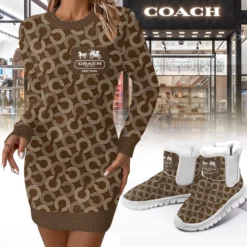 COACH Premium Sweater Dress Match Snow Boots Set LUX-SWD+C1164-0LOXD1SHH