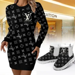 LOUIS VUITTON Premium Sweater Dress Match Snow Boots Set LUX-SWD+C1164-0EN1LZCCX