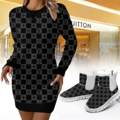 LOUIS VUITTON Premium Sweater Dress Match Snow Boots Set LUX-SWD+C1164-0LQWRQZAV