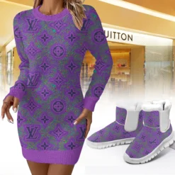 LOUIS VUITTON Premium Sweater Dress Match Snow Boots Set LUX-SWD+C1164-0POMBIOYD