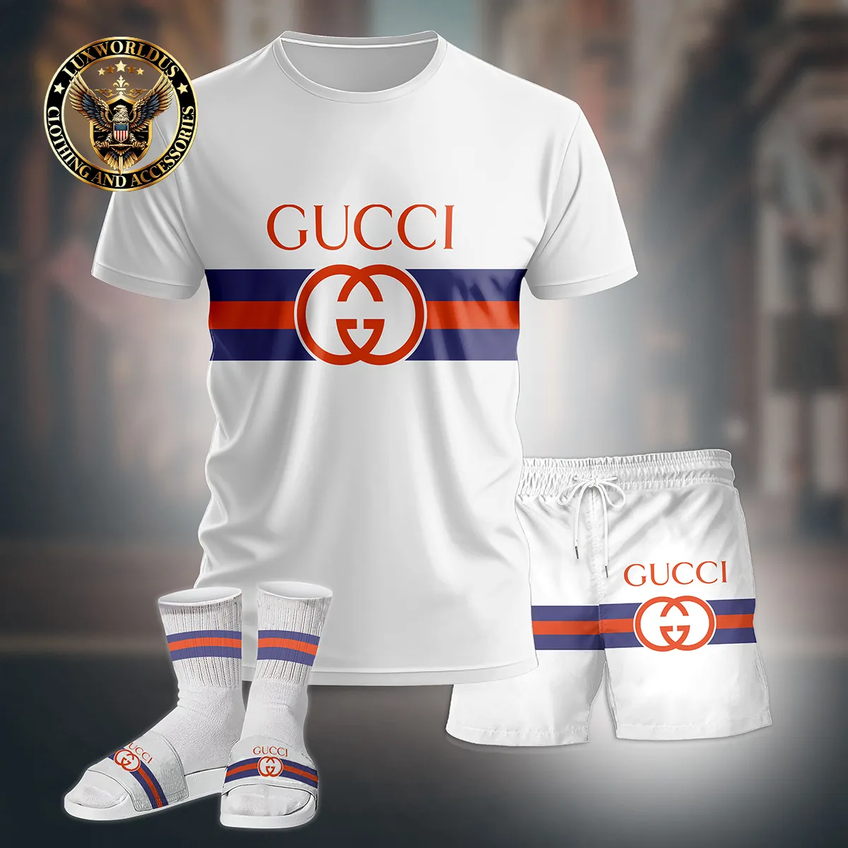 Premium GUCCI T-Shirt & Short x Slides Summer 2025 LUX-TX+STK+Z65-00NFUUTQCK