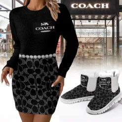 COACH Premium Sweater Dress Match Snow Boots Set LUX-SWD+C1164-0P0WQJHLS