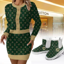 LOUIS VUITTON Premium Sweater Dress Match Snow Boots Set LUX-SWD+C1164-0QFDCTXXT