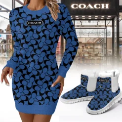 COACH Premium Sweater Dress Match Snow Boots Set LUX-SWD+C1164-0FY8VHJHD