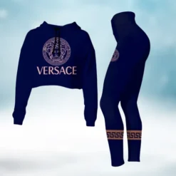 VERSACE Premium Croptop Hoodie and Leggings Set MRS-CRF+DDK-13112318
