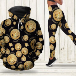 Versace Logo Seamless Pattern 3D Hoodie And Leggings Set - AF+DDK-00484794