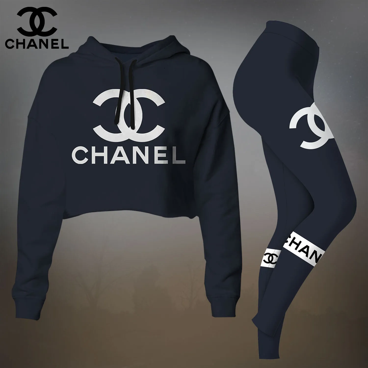 CHANEL Premium Cropped Hoodie Leggings Set LUX-CRF+DDK-FNVAY0Z6