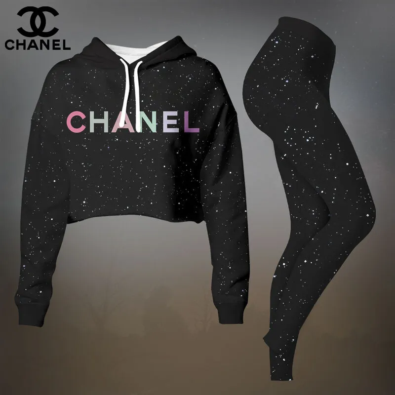 CHANEL Premium Cropped Hoodie Leggings Set LUX-CRF+DDK-7X7AXYWZ