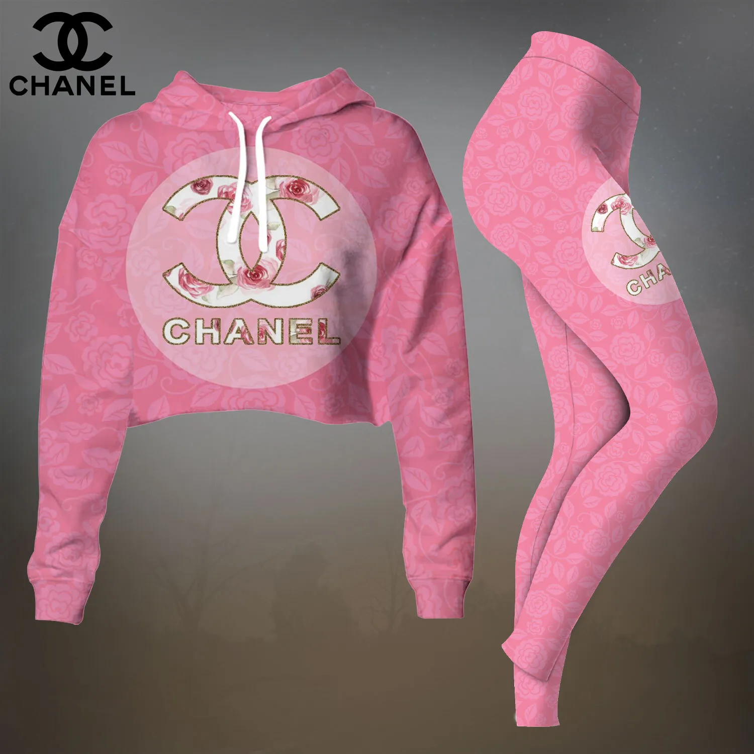 CHANEL Premium Cropped Hoodie Leggings Set LUX-CRF+DDK-M3IAJE3J