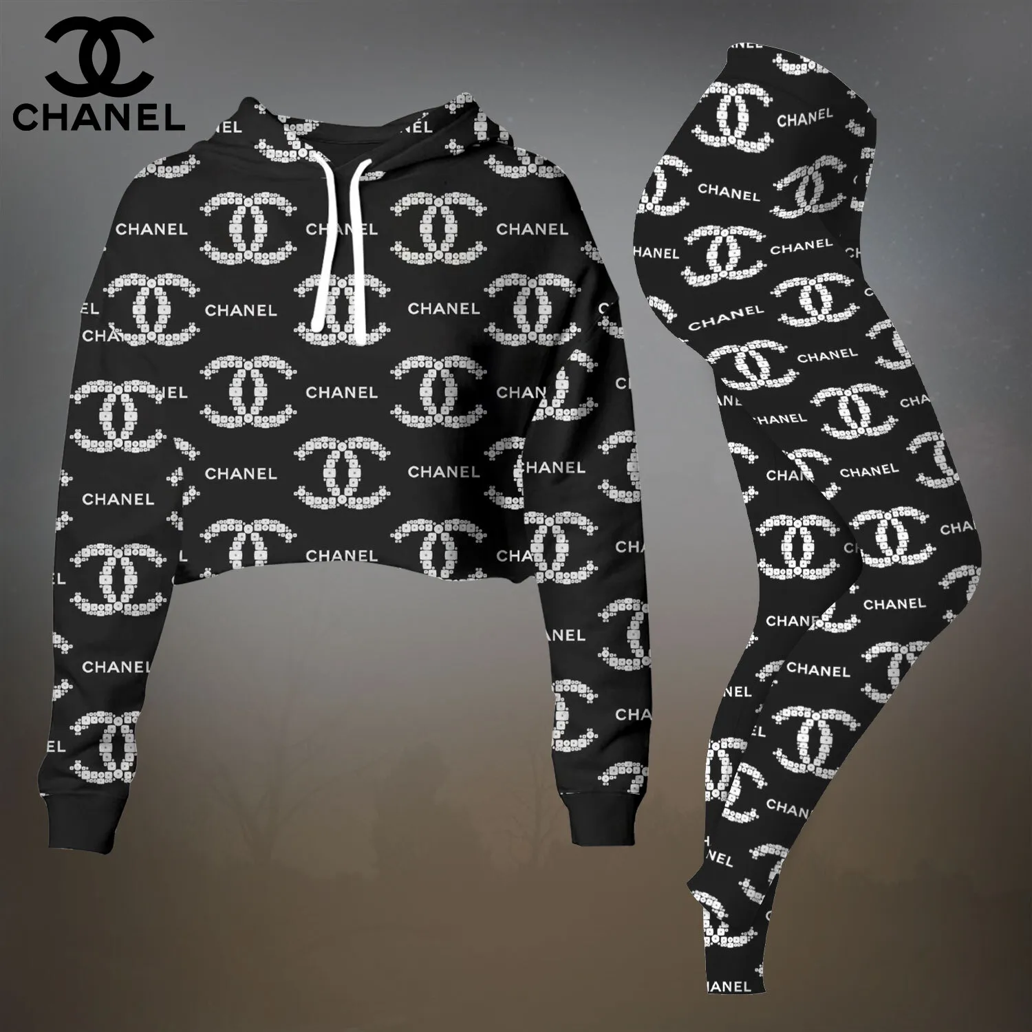 CHANEL Premium Cropped Hoodie Leggings Set LUX-CRF+DDK-ROGMWUAZ