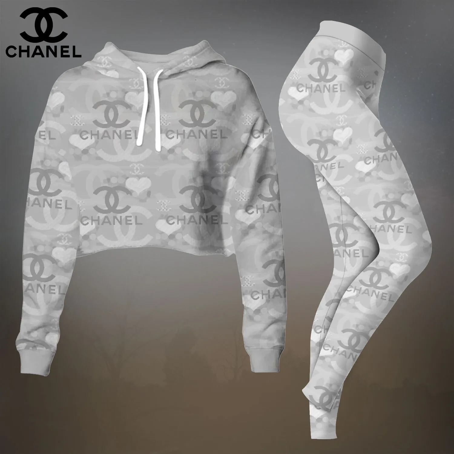 CHANEL Premium Cropped Hoodie Leggings Set LUX-CRF+DDK-YX0AE2N6