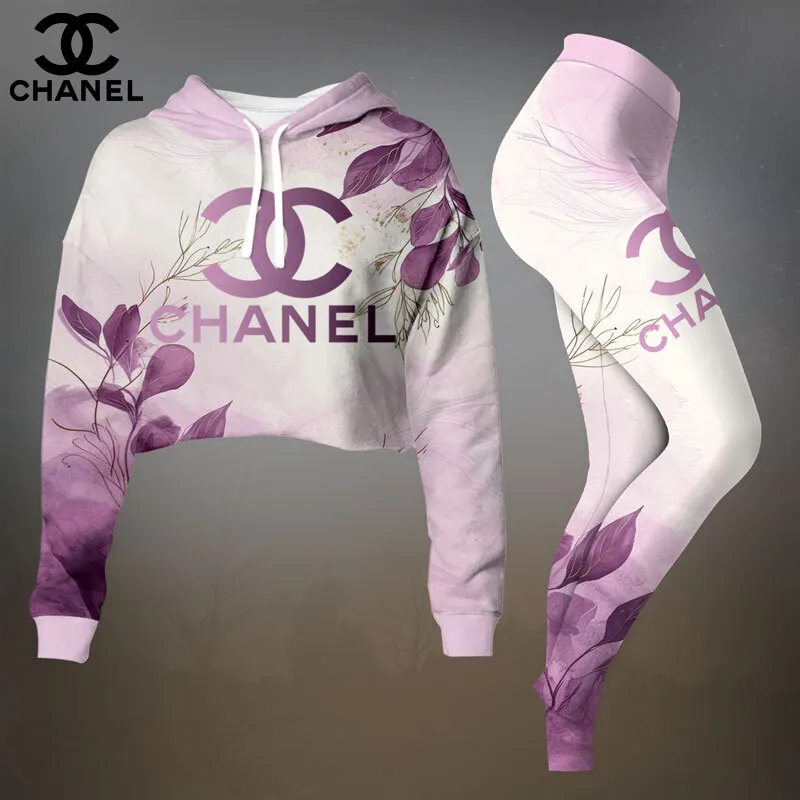 CHANEL Premium Cropped Hoodie Leggings Set LUX-CRF+DDK-AHP7EXL1