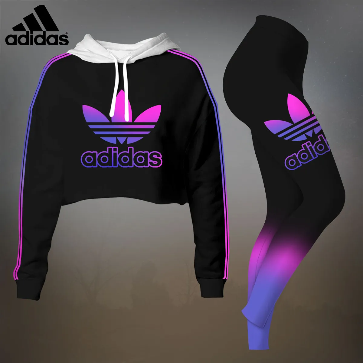 ADIDAS Premium Cropped Hoodie Leggings Set LUX-CRF+DDK-BWONKEUX