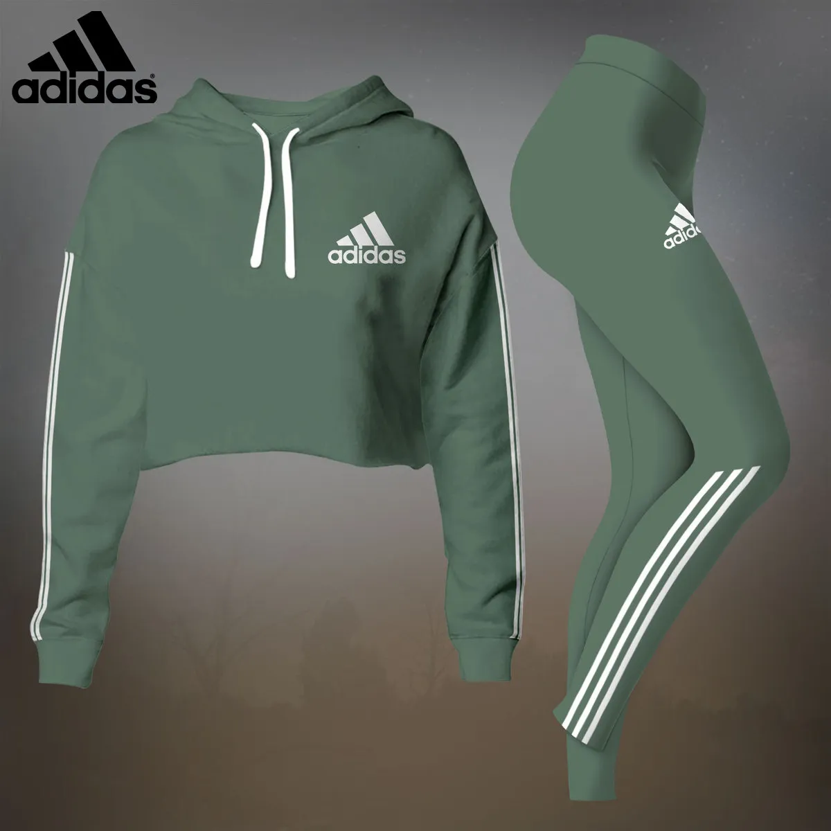 ADIDAS Premium Cropped Hoodie Leggings Set LUX-CRF+DDK-4GHTQDUN