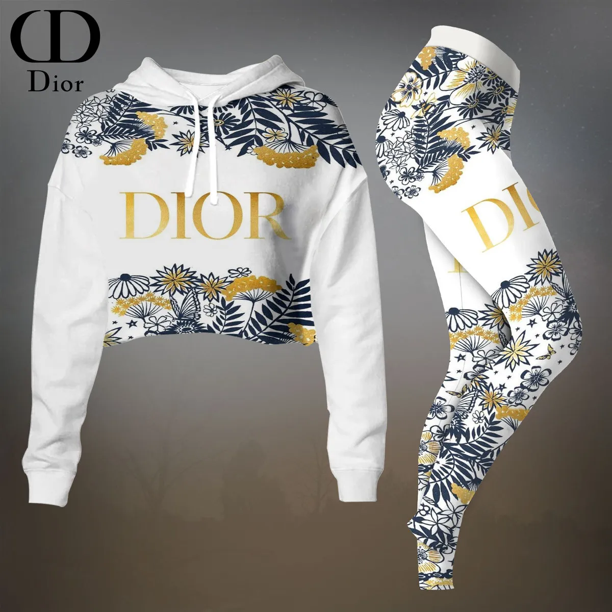 C.DIOR Premium Cropped Hoodie Leggings Set LUX-CRF+DDK-1DDFKBKH