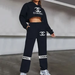 CHANEL Premium Cropped-Hoodie & Pants Set  LUX-CRF+DK-0ZCVOPUDH