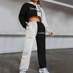 CHANEL Premium Cropped-Hoodie & Pants Set  LUX-CRF+DK-0KD3QPLBO