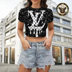 [LIMITED] LOUIS VUITTON 💖 Premium Crop T-Shirt Summer 2024  LUX-CNTX-LV0008GAAWCOS