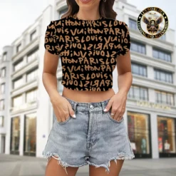 [LIMITED] LOUIS VUITTON 💖 Premium Crop T-Shirt Summer 2024  LUX-CNTX-LV000DRZFARTQ