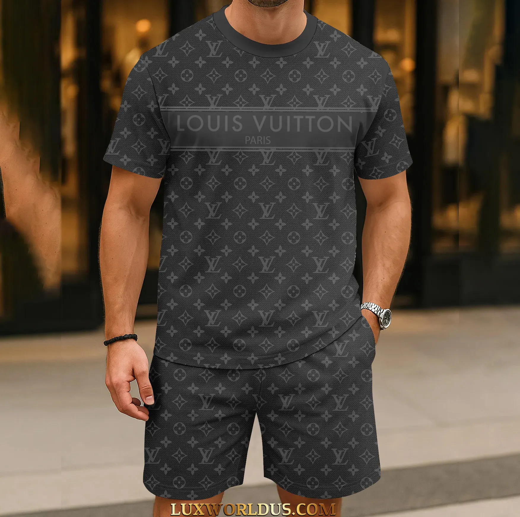 LOUIS VUITTON Limited Edition T-Shirt & Shorts Set LUX-TX+STK-0DYAH2NRX
