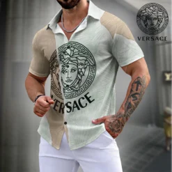 VERSACE Premium Short Sleeve Button Shirt LUX-SP-0019JCBS8KO