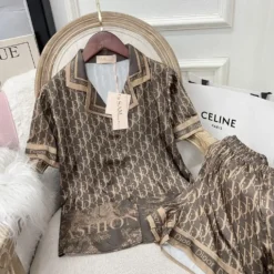 C.DIOR 💖 Premium Set Short Pajamas Limited Edition 2024 LUX-WDIS+WDIM-000DMZL6ENX