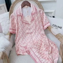 C.DIOR 💖 Premium Set Short Pajamas Limited Edition 2024 LUX-WDIS+WDIM-000DWZG1KLP