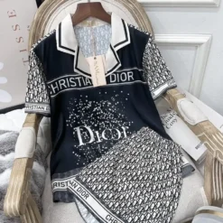 C.DIOR 💖 Premium Set Short Pajamas Limited Edition 2024 LUX-WDIS+WDIM-000VJFN1QC0
