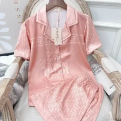 C.DIOR 💖 Premium Set Short Pajamas Limited Edition 2024 LUX-WDIS+WDIM-000ZSGCMOIA
