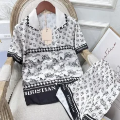 C.DIOR 💖 Premium Set Short Pajamas Limited Edition 2024 LUX-WDIS+WDIM-0005TSZX27C