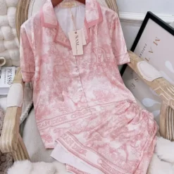 C.DIOR 💖 Premium Set Short Pajamas Limited Edition 2024 LUX-WDIS+WDIM-000G187BDZA