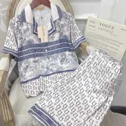 C.DIOR 💖 Premium Set Short Pajamas Limited Edition 2024 LUX-WDIS+WDIM-000DZCW9L9I