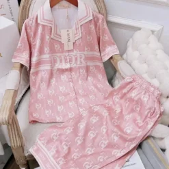 C.DIOR 💖 Premium Set Short Pajamas Limited Edition 2024 LUX-WDIS+WDIM-000FKBPDTNO