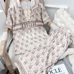 C.DIOR 💖 Premium Set Short Pajamas Limited Edition 2024 LUX-WDIS+WDIM-000GBTFRS7C